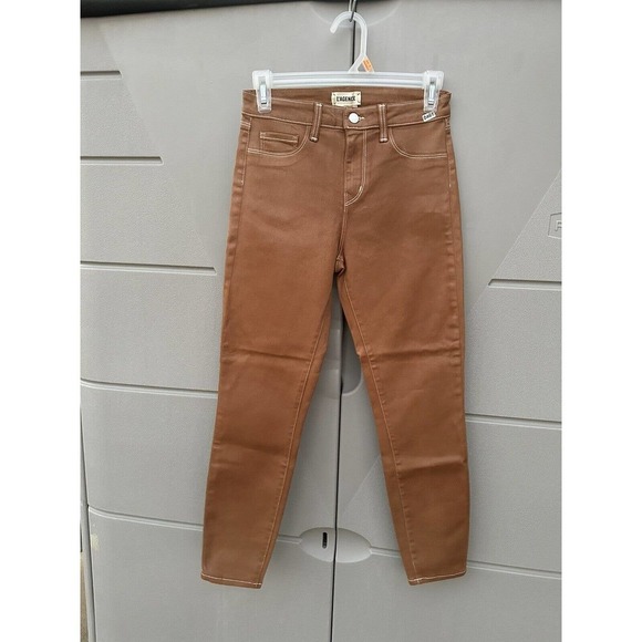L’Agence $275 Margot coated high rise Cropped Skinny jeans sz 26 Java - Picture 3 of 11